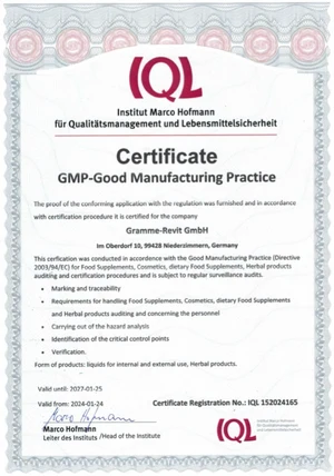 Certifikát GMP