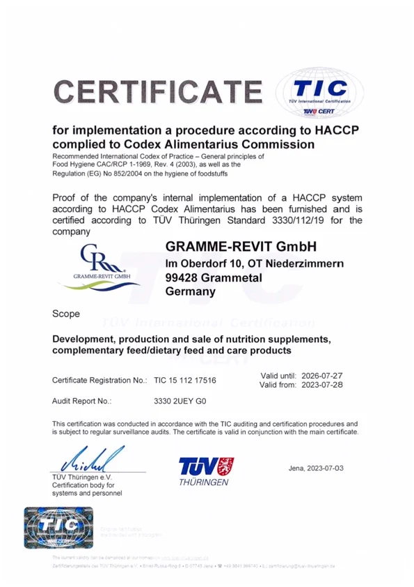 Certifikát HACCP